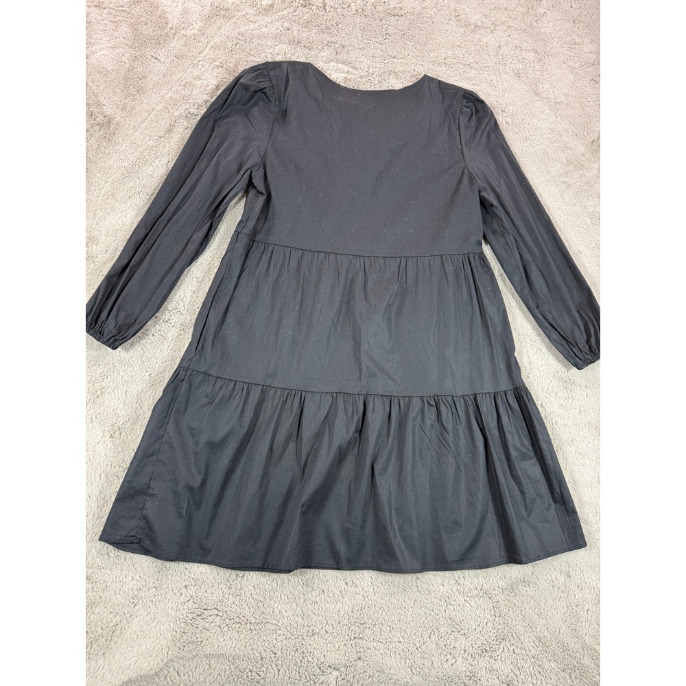 NWOT Joie Black Tiered Dress Long Sleeve Cotton Blend Mini Casual S Whimsigoth - Picture 2 of 6